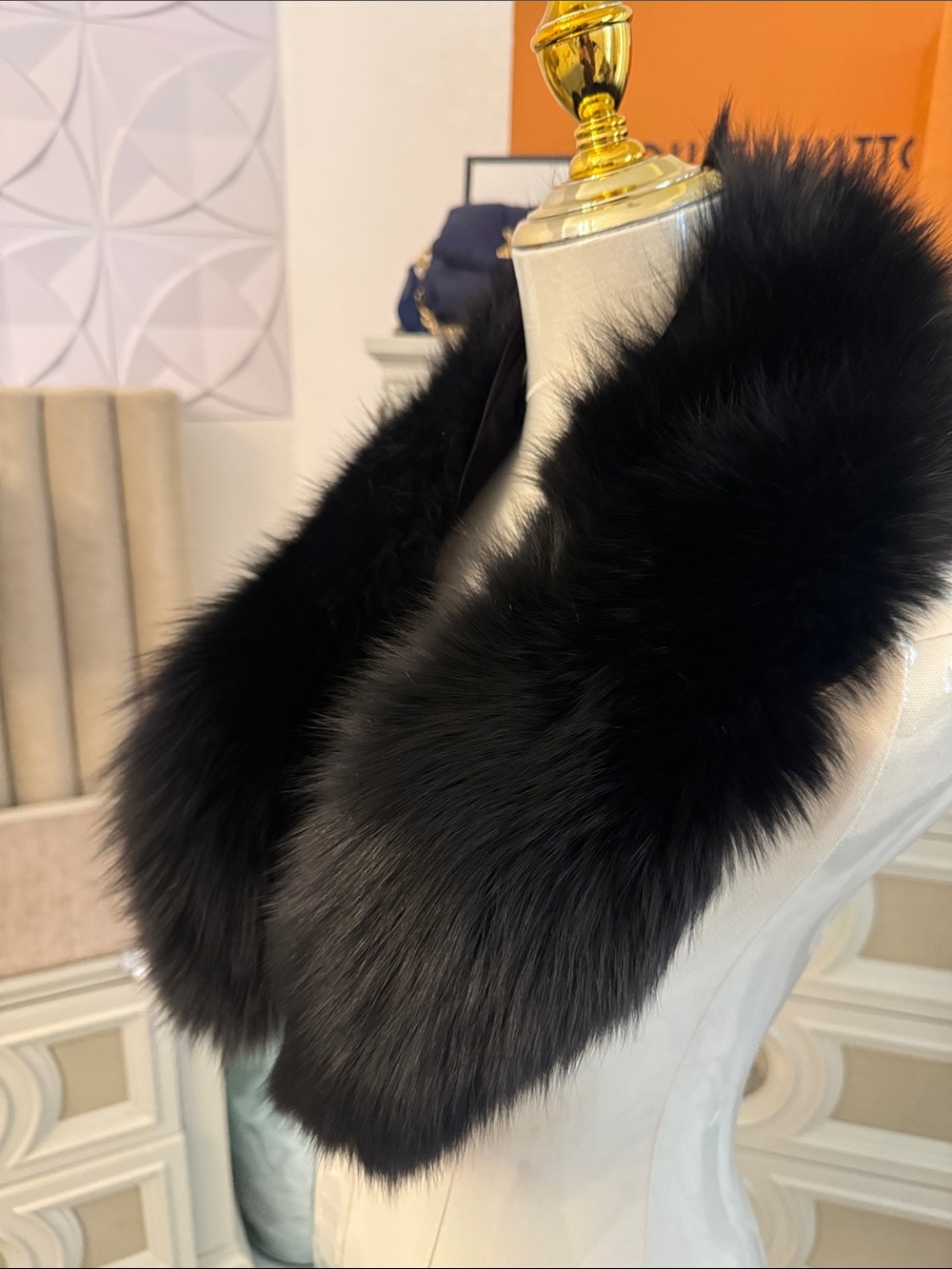 Real Fox fur scarf black fox